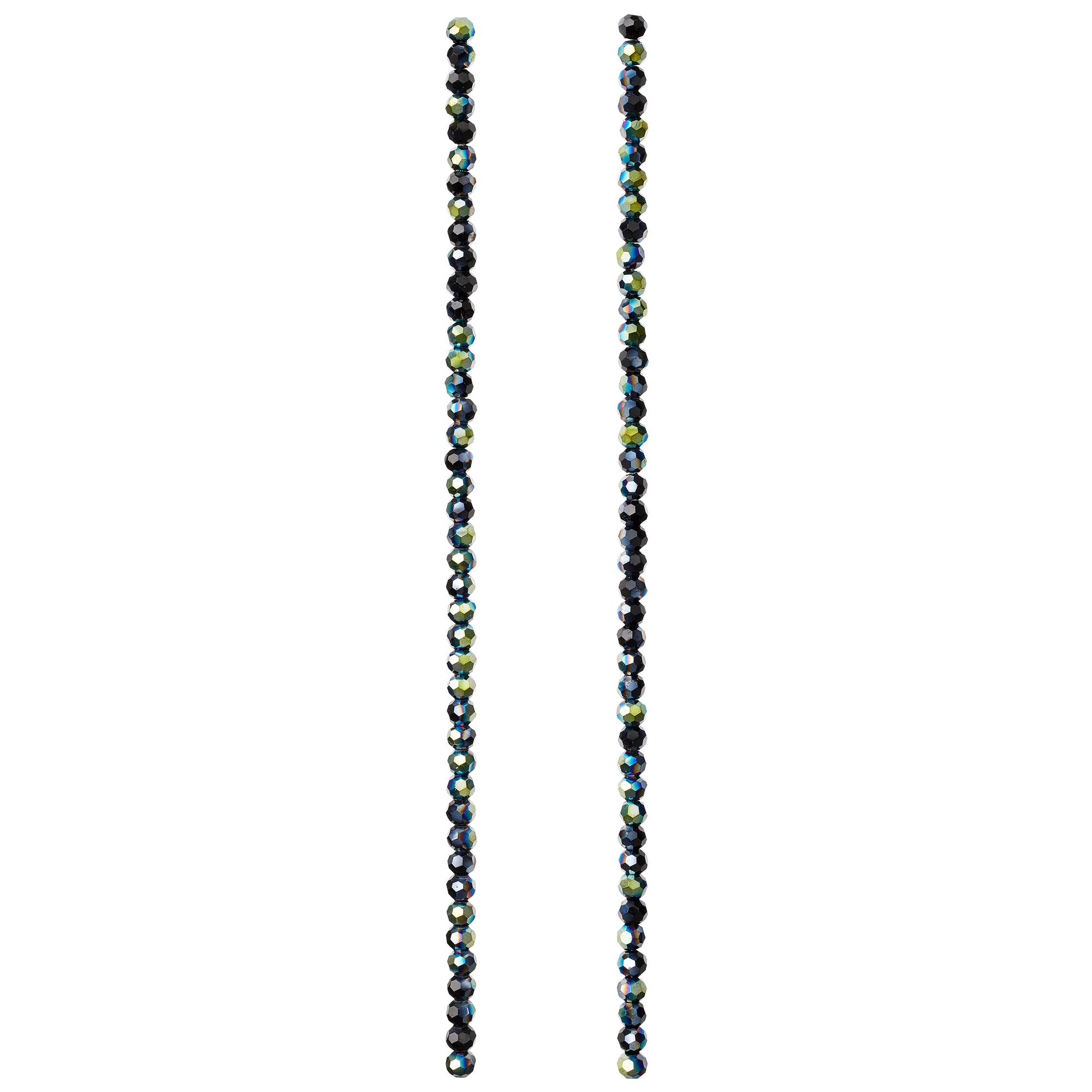 Black Small Glass Faceted Round Beads, 2mm by Bead Landing™